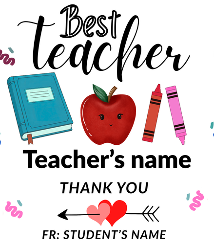 Personalized Teacher Tumbler | Custom Best Teacher 20 oz Gift from Student