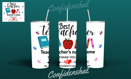 Personalized "Best Teacher" 20 oz Sublimation Tumbler – A Gift They'll Treasure