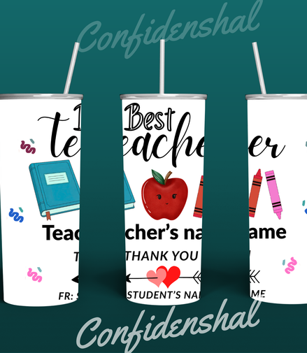 Personalized Teacher Tumbler | Custom Best Teacher 20 oz Gift from Student